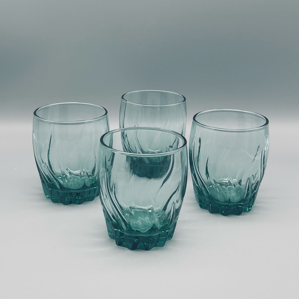 90’s Anchor Hocking “Central Park” Fern Green Glassware 4 Piece Set